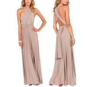 Multiway Transformer Wrap Dress Bridesmaid Elastic Waist Convertible Maxi Gown S